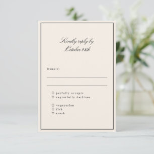 Classic Ivory Script Elegant Wedding Meal Choice RSVP Card