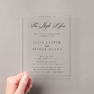 Classic Ivory The Night Before Rehearsal Dinner Acrylic Invitations