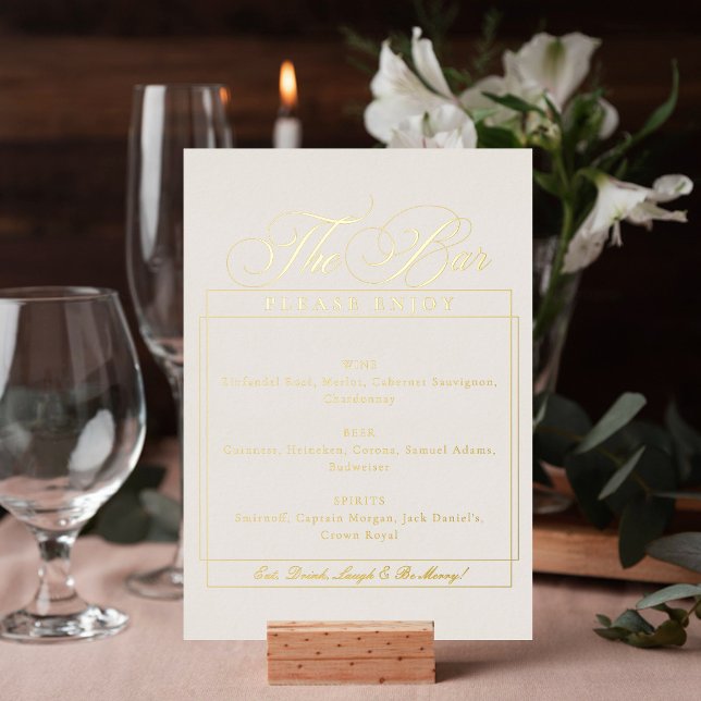 Classic Ivory White Calligraphy Wedding Bar Sign (Creator Uploaded)