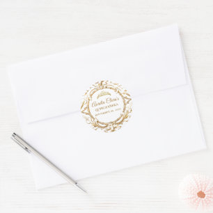 Classic Ivory White Gold Frame Quinceanera Round Sticker
