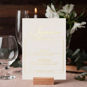 Classic Ivory White Wedding Signature Drinks Sign