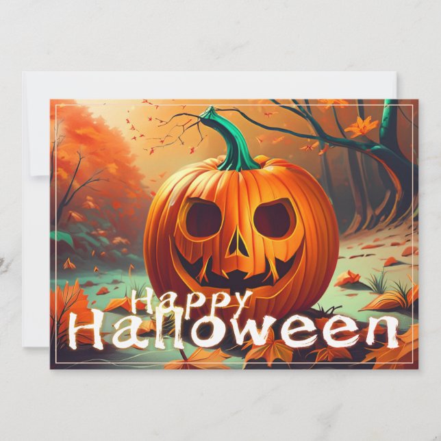 Classic Jack-o-Lantern Autumn Forest Scene (Front)