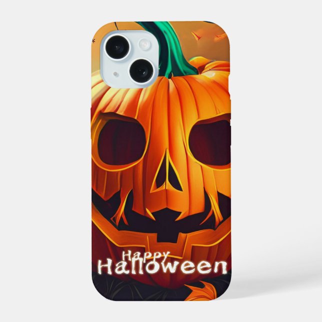 Classic Jack-o-Lantern Autumn Forest Scene iPhone 15 Case (Back)