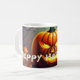 Classic Jack-o-Lantern Bats Twisted Tree Art Coffee Mug