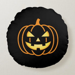 Classic Jack-O'-Lantern Halloween Round Cushion