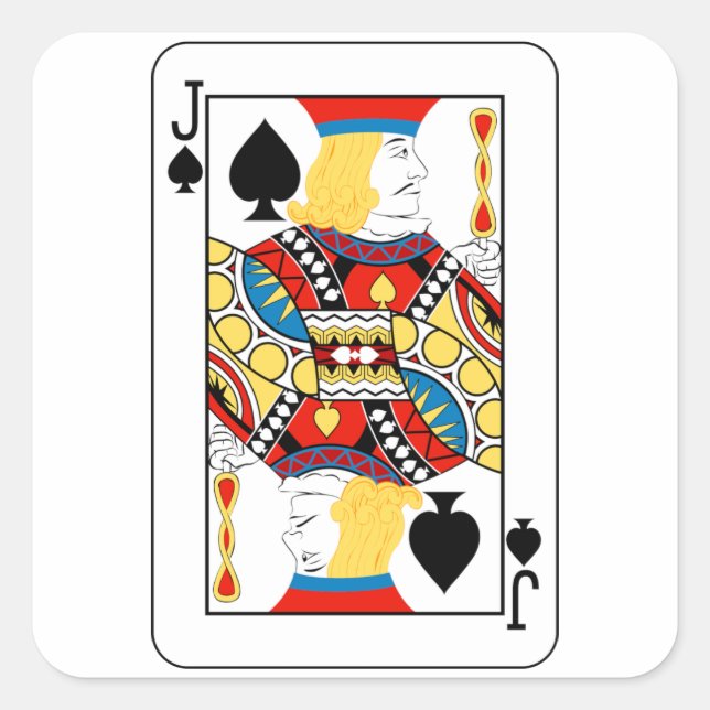 Classic Jack of Spades Poker Card Square Sticker (Front)