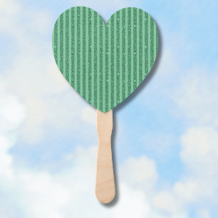 Classic Jade Green Glitter Style Vertical Stripes Hand Fan