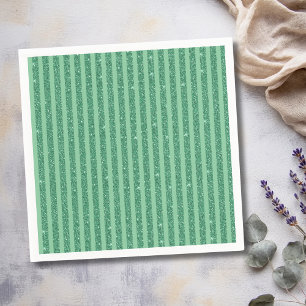 Classic Jade Green Glitter Style Vertical Stripes Napkin