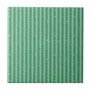 Classic Jade Green Glitter Style Vertical Stripes Tile