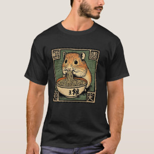 Classic Japanese Art Noodles Postage Stamp Hamster T-Shirt