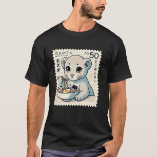 Classic Japanese Art Postage Stamp Noodles Panther T-Shirt