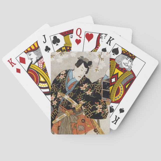 Classic japanese Samurai warrior ukiyo-e katana Playing Cards (Back)
