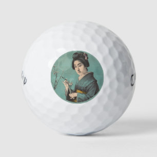 Classic japanese vintage geisha portrait maiko golf balls