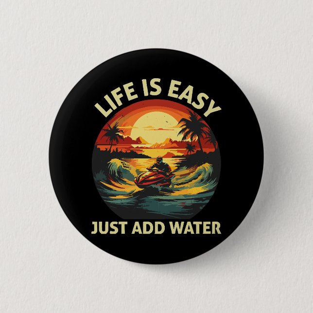 Classic Jet Ski skier 6 Cm Round Badge (Front)