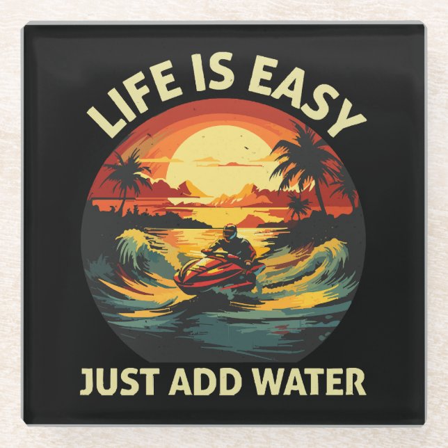 Classic Jet Ski skier Glass Coaster (Front)