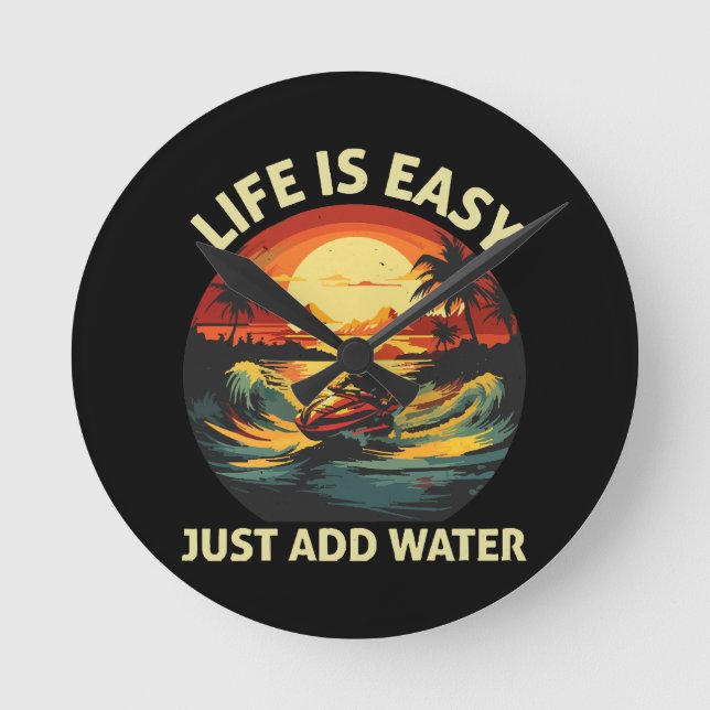 Classic Jet Ski skier Round Clock (Front)