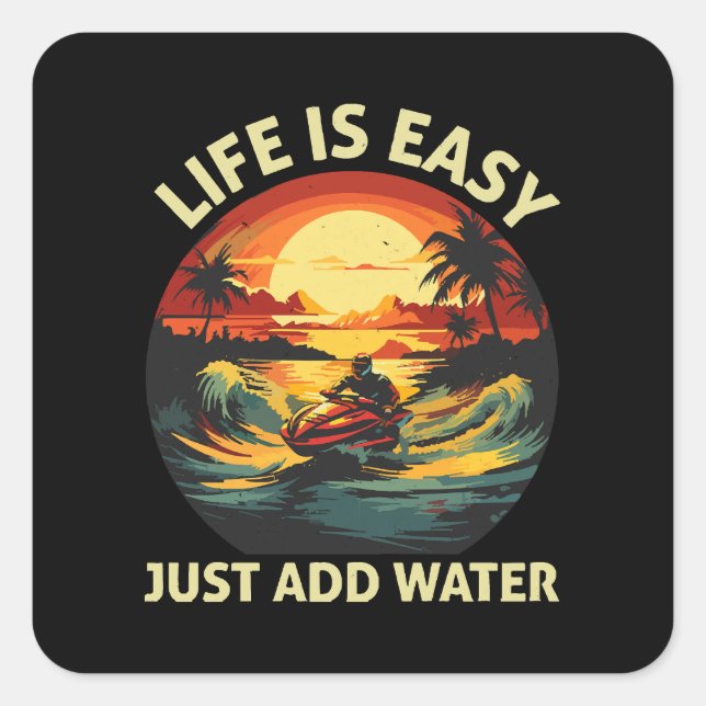 Classic Jet Ski skier Square Sticker (Front)