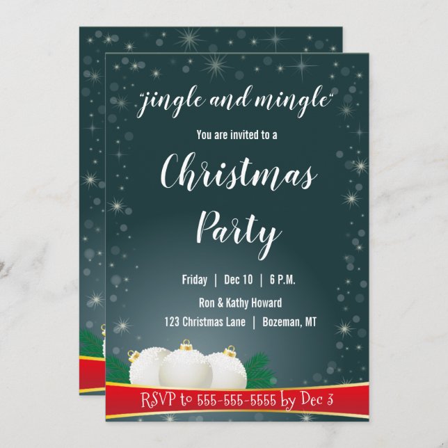 Classic Jingle and Mingle Christmas Party Invitation (Front/Back)
