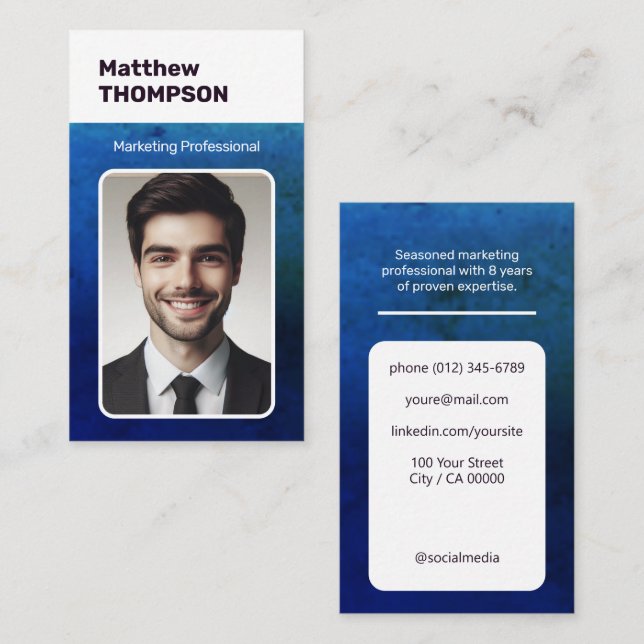 Classic Job Seeker Classy Minimalist Dark Ocean  Business Card (Front/Back)