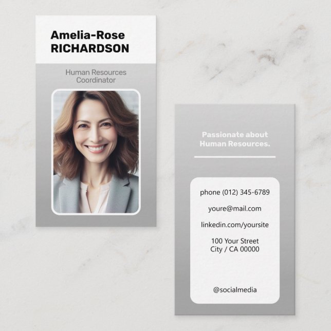 Classic Job Seeker Classy Minimalist Ombre Grey Business Card (Front/Back)