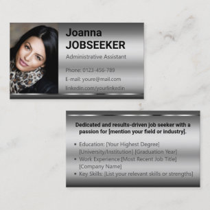 Classic Job Seeker Minimal Ombre Elegant Silver  Business Card