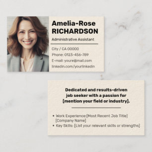 Classic Job Seeker Minimal Plain Cream Tan Classy  Business Card