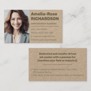 Classic Job Seeker Minimal Plain Kraft Paper Brown Business Card