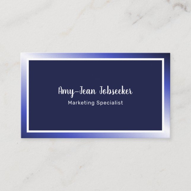 Classic Job Seeker Navy Ombre Simple Minimalist Business Card (Front)