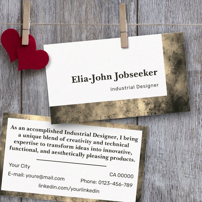 Classic Job Seeker Simple Minimalist Gold Stone Business Card (Creator Uploaded)