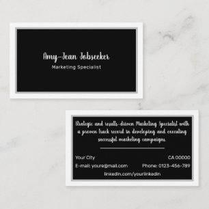 Classic Job Seeker White Frame Simple Minimalist Business Card