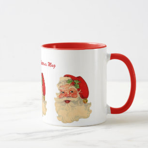 Classic Jolly Santa Claus Face Personalised Name Mug