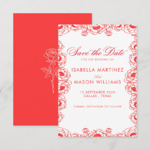 Classic juice red french flowers save the date