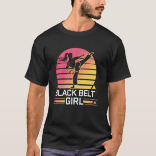 Classic Karate Black Belt Girl Martial Arts Sunset T-Shirt