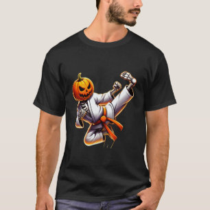 Classic Karate Halloween Pumpkin Skeleton Spooky M T-Shirt