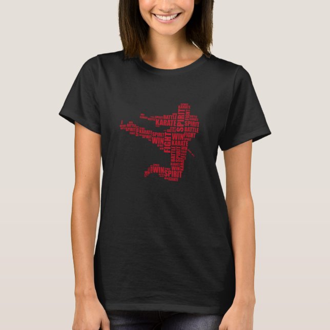 Classic Karate Martial Arts Word Cloud T-Shirt (Front)