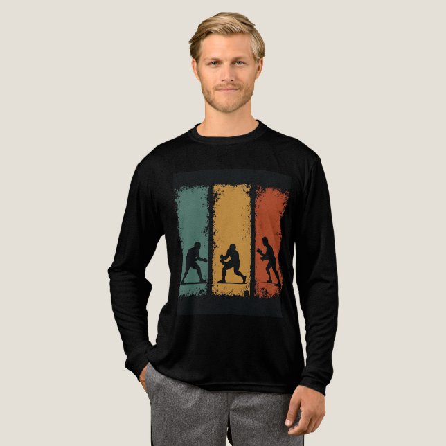 Classic Karate Silhouette Long Sleeve T-Shirt Tri-Blend Shirt (Full Front)
