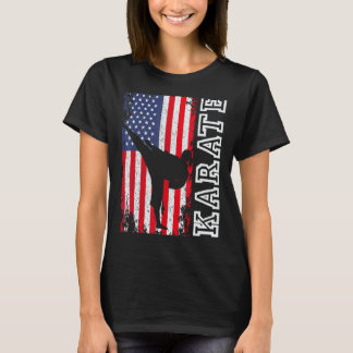 Classic Karate Usa Flag 4th Of July Patriotic Amer T-Shirt