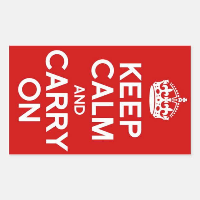 CLASSIC KEEP CALM AND CARRY ON RECTANGULAR STICKER (Front)