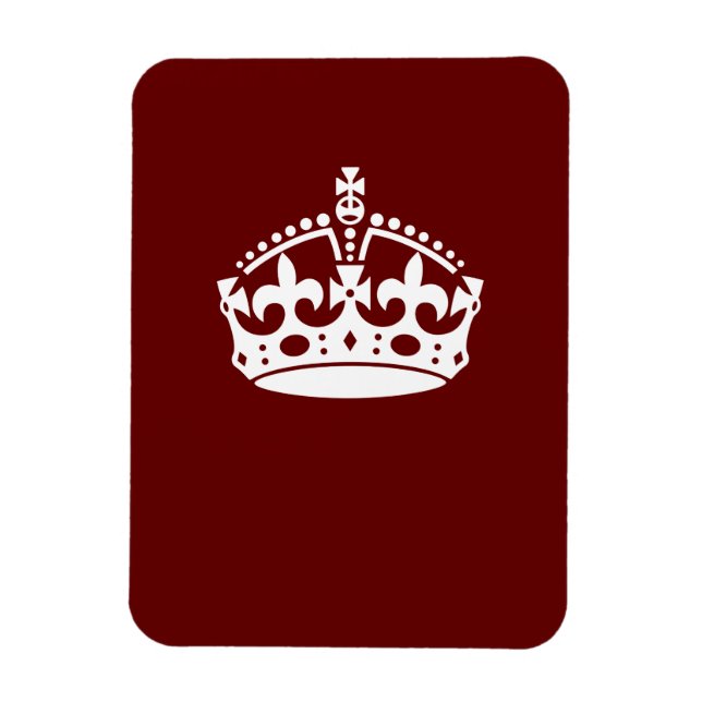Classic Keep Calm Crown on Burgundy Red Magnet (Vertical)