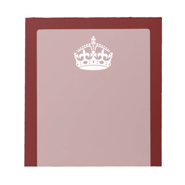 Classic Keep Calm Crown on Burgundy Red Notepad (Front)