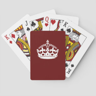 Classic Keep Calm Crown on Burgundy Red Playing Cards