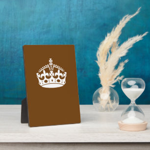 Classic Keep Calm Crown on Chocolate Brown Plaque