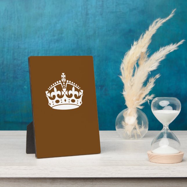 Classic Keep Calm Crown on Chocolate Brown Plaque (Side)