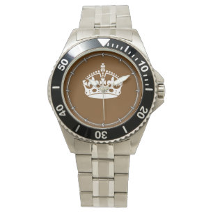 Classic Keep Calm Crown on Chocolate Brown Watch