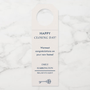 Classic Key Closing Day Ivory Real Estate Agent Bottle Tag