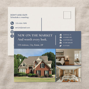 Classic Key Just Listed Grey Real Estate Agent Postcard