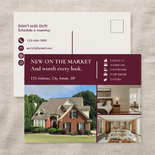 Classic Key Just Listed Maroon Real Estate Agent Postcard
