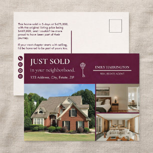 Classic Key Just Sold Maroon Real Estate Agent Postcard