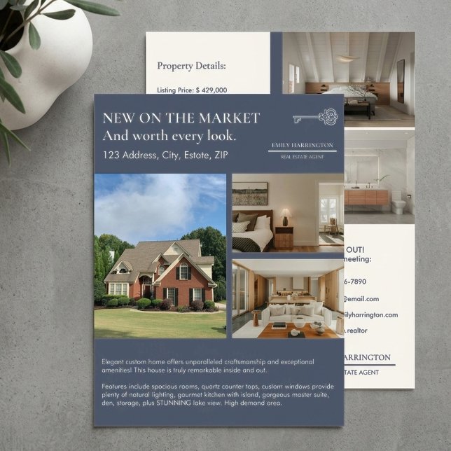 Classic Key Listing Grey Real Estate Agent Flyer (Creator Uploaded)
