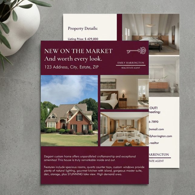 Classic Key Listing Maroon Real Estate Agent Flyer (Creator Uploaded)